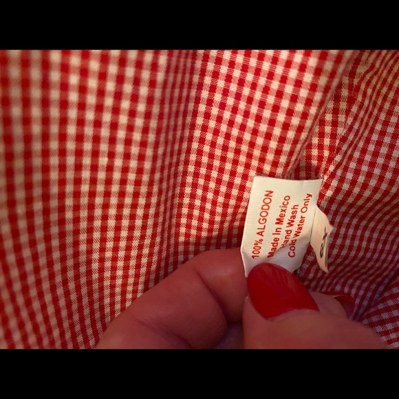 Mary James Corduroy MiniRedGinghamLined Top&Bottom - Picture 4 of 6